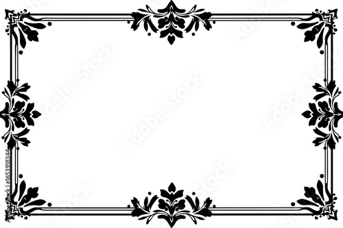 Baroque brilliance black logo featuring an ornate vintage European border, crafted with intricate details and elegant flourishes