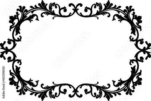 Baroque brilliance black logo featuring an ornate vintage European border, crafted with intricate details and elegant flourishes