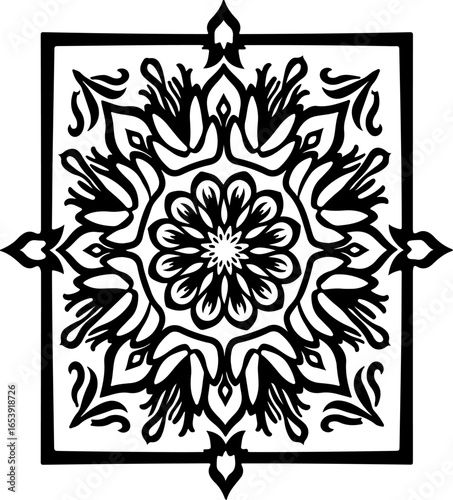 Baroque brilliance black logo featuring an ornate vintage European border, crafted with intricate details and elegant flourishes