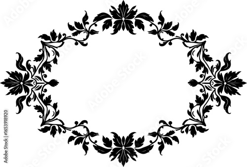 Baroque brilliance black logo featuring an ornate vintage European border, crafted with intricate details and elegant flourishes