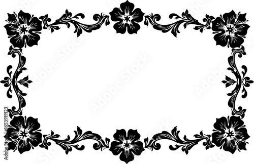 Baroque brilliance black logo featuring an ornate vintage European border, crafted with intricate details and elegant flourishes