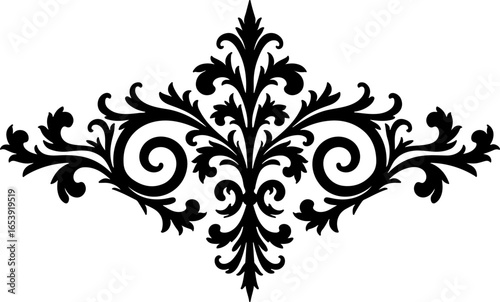 Baroque brilliance black logo featuring an ornate vintage European border, crafted with intricate details and elegant flourishes