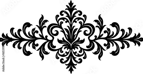 Baroque brilliance black logo featuring an ornate vintage European border, crafted with intricate details and elegant flourishes