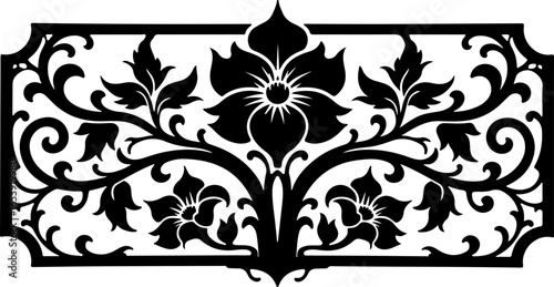 Baroque brilliance black logo featuring an ornate vintage European border, crafted with intricate details and elegant flourishes