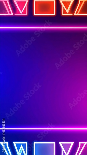 Neon frame, gradient background, digital art