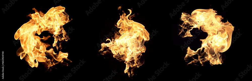 Fototapeta premium Fire flames on a black background