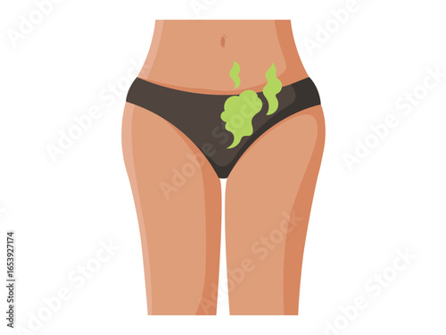 Woman body odor problem her private area, panties, stinky