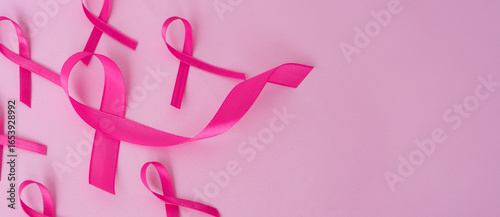 healthcare and medicine concept. pink breast cancer awareness ribbon.