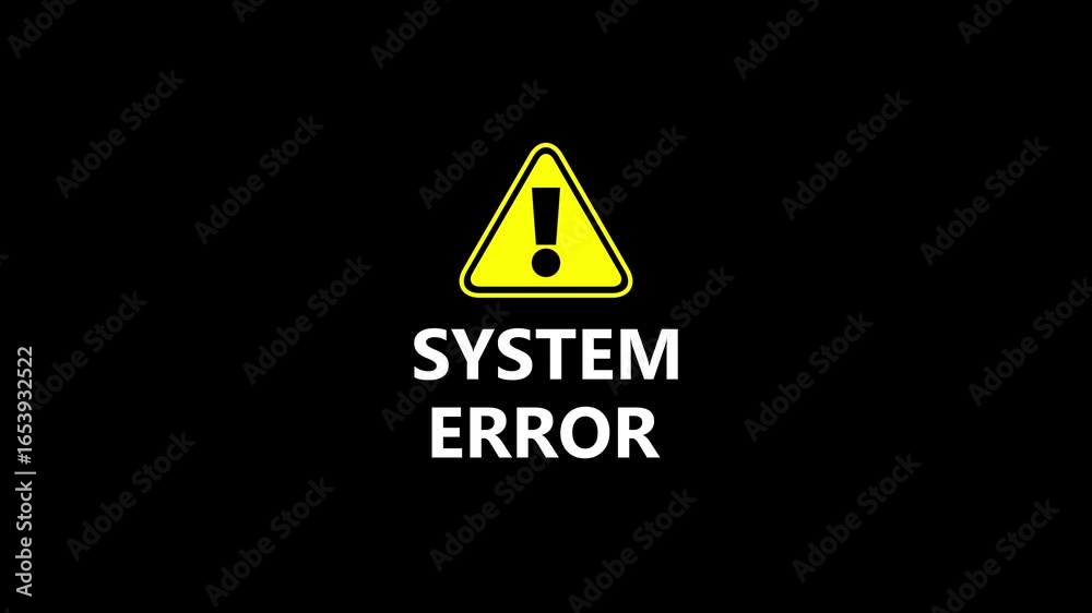 System error text blinking animation.System error text Warning Alert ...