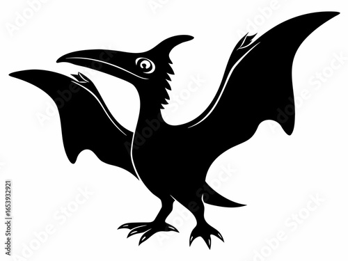 Pterodactyl Silhouette Vector - Flying Dinosaur Icon