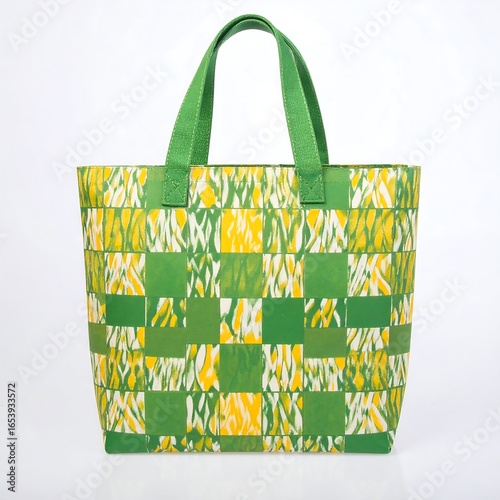 Bright green and yellow tote bag