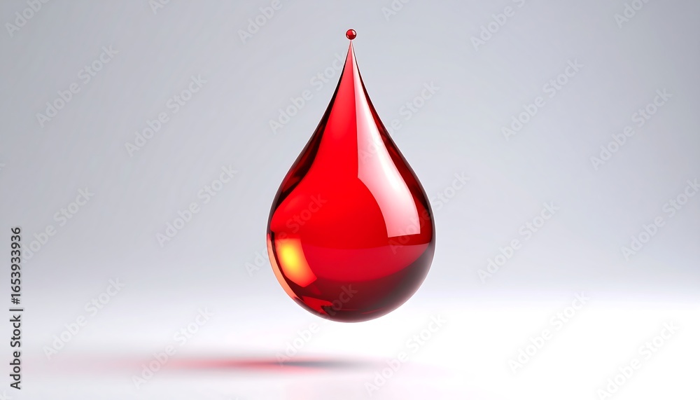 Obraz premium Red liquid droplet on a light background