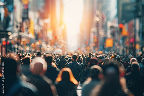 A bustling city street scene