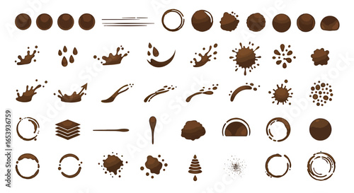 Collection of versatile brown splatters, coffee stains, chocolate smudges, and organic grunge textures, ideal for abstract backgrounds and graphic design projects.