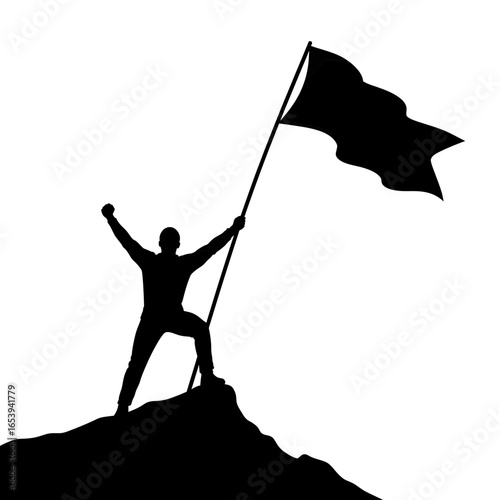 silhouette of a man with flag