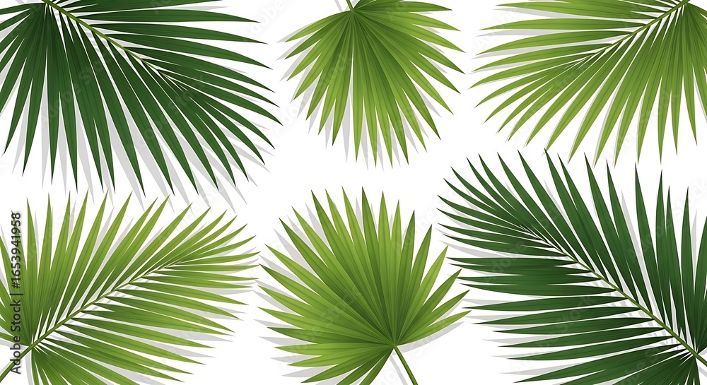 Obraz premium Palm leaves create a tropical pattern isolated on white background