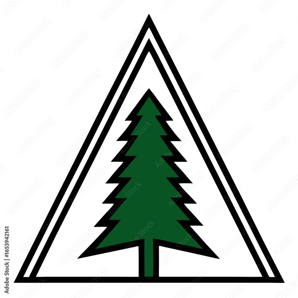 Obraz premium Pine Tree in Triangle Logo