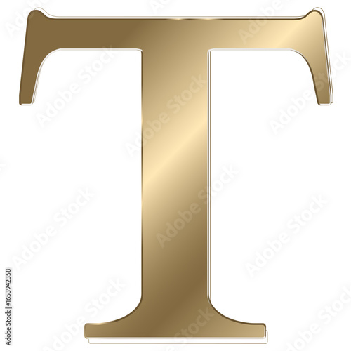 Quadro em tela Letter t png gold metallic font, transparent background
