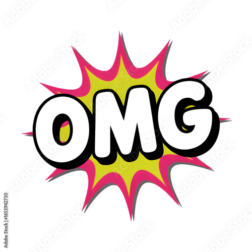 Comic explosion with the text omg isolated on transparent background, vector illustration