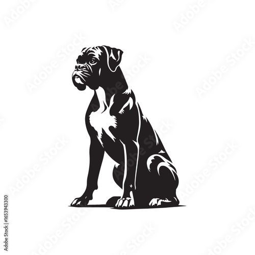 Boxer Dog Vector Silhouette – Strong Athletic Canine Outline Design, Perfect for Pet Lovers, Guard Dog Art, Logos, Prints, Home Decor, Illustrations, and Graphic Projects
