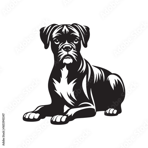 Boxer Dog Vector Silhouette – Strong Athletic Canine Outline Design, Perfect for Pet Lovers, Guard Dog Art, Logos, Prints, Home Decor, Illustrations, and Graphic Projects
