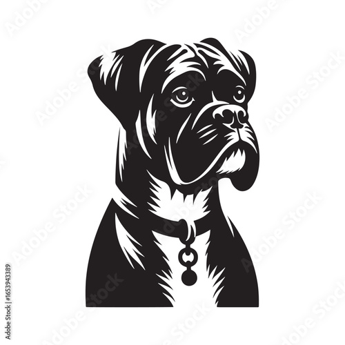 Boxer Dog Vector Silhouette – Strong Athletic Canine Outline Design, Perfect for Pet Lovers, Guard Dog Art, Logos, Prints, Home Decor, Illustrations, and Graphic Projects
