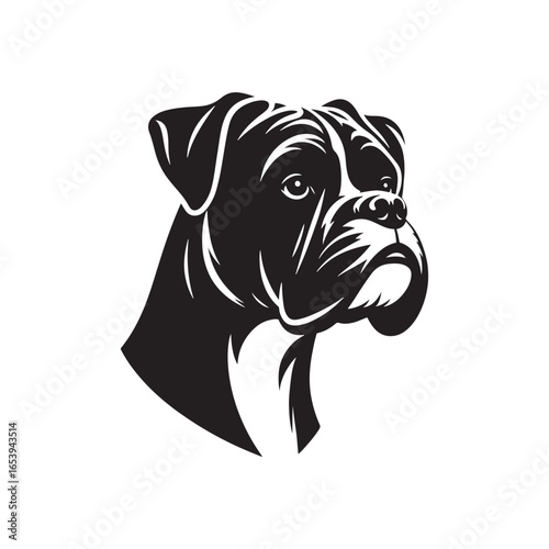 Boxer Dog Vector Silhouette – Strong Athletic Canine Outline Design, Perfect for Pet Lovers, Guard Dog Art, Logos, Prints, Home Decor, Illustrations, and Graphic Projects
