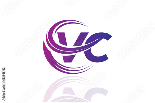 VC Circular Swirl Logo – Modern Gradient Symbol for Business, Corporate & Creative Branding Identity Design
