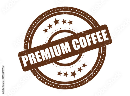 PREMIUM COFFEE Rubber Stamp Seal with a Dotted Circle
