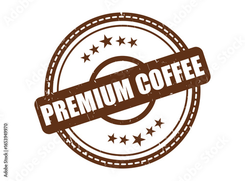 PREMIUM COFFEE Rubber Stamp Seal with a Star Border