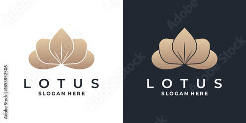 Elegant lotus flower logo design, abstract minimalist flower symbol