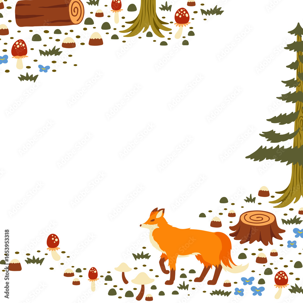 Obraz premium Fairytale forest png border sticker, transparent background