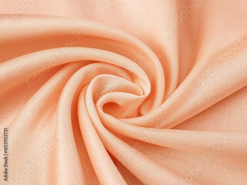 Abstract Peach Silk Fabric Swirl, a Luxurious Textile Texture and Background.