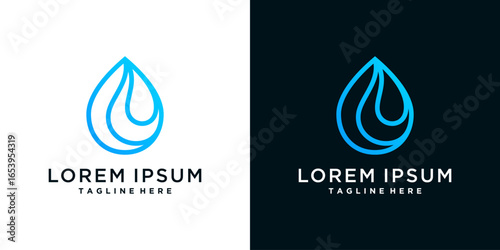 Abstract water drop line logo design