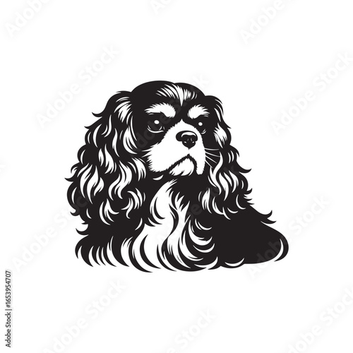 Cavalier King Charles Spaniel Vector Silhouette – Elegant Toy Breed Outline, Perfect for Dog Lovers, Pet Art, Logos, Prints, Graphic Design, Illustrations, Home Decor, and Creative Projects
