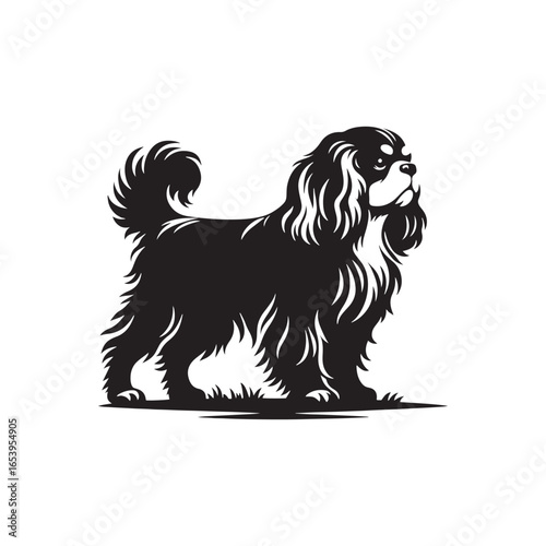Cavalier King Charles Spaniel Vector Silhouette – Elegant Toy Breed Outline, Perfect for Dog Lovers, Pet Art, Logos, Prints, Graphic Design, Illustrations, Home Decor, and Creative Projects
