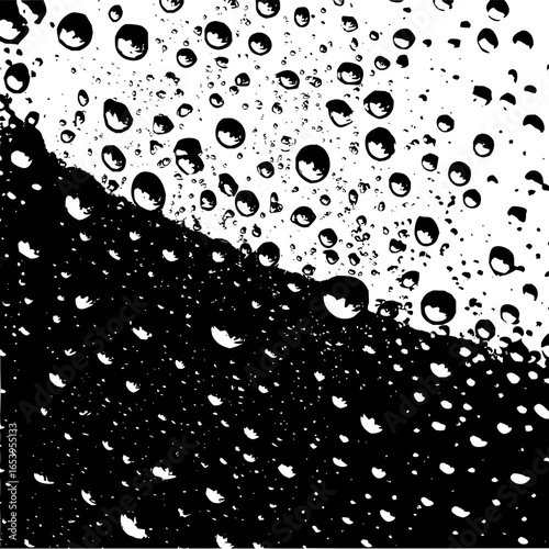 Monochrome water drops texture background vector illustration for graphic design and artistic projects