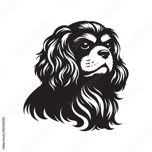 Cavalier King Charles Spaniel Vector Silhouette – Elegant Toy Breed Outline, Perfect for Dog Lovers, Pet Art, Logos, Prints, Graphic Design, Illustrations, Home Decor, and Creative Projects
