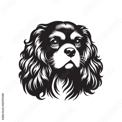 Cavalier King Charles Spaniel Vector Silhouette – Elegant Toy Breed Outline, Perfect for Dog Lovers, Pet Art, Logos, Prints, Graphic Design, Illustrations, Home Decor, and Creative Projects
