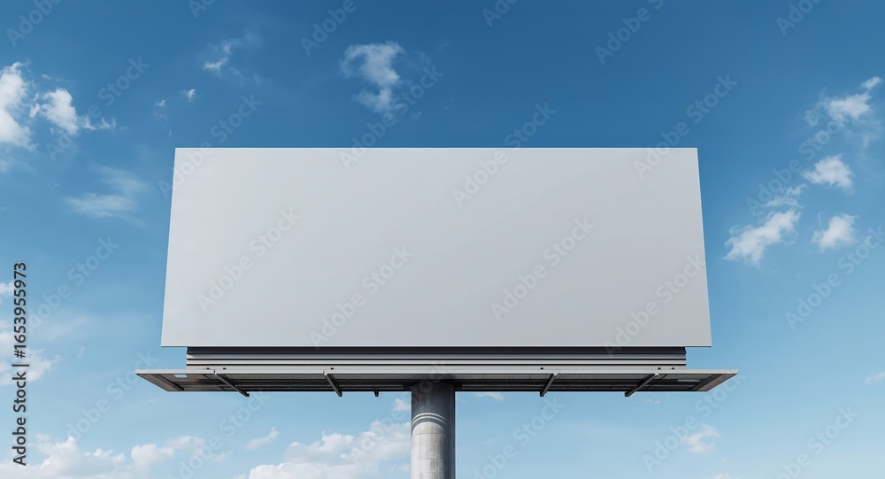 Fototapeta premium Blank Billboard Against a Blue Sky. Outdoor Advertising and Promotional Space.