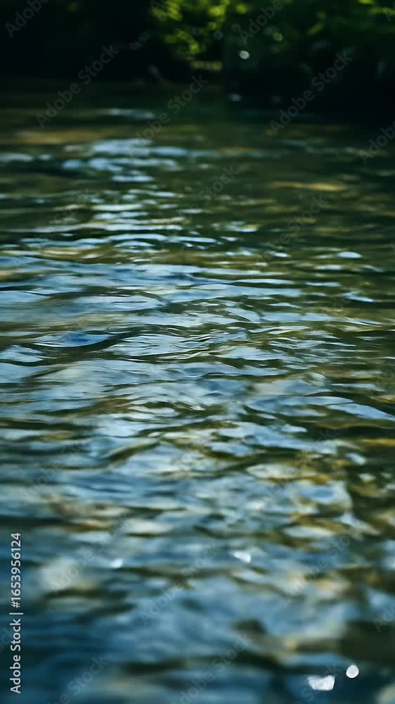 Close Up Of Rippling River Water Surface With Green Forest Background Close Up Of Rippling River Water Surface With Green Forest Background