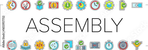 assembly setup product icons set vector