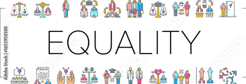 gender equality empowerment icons set vector