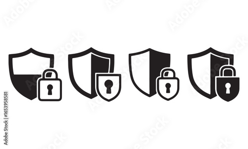 Set of security shield icons