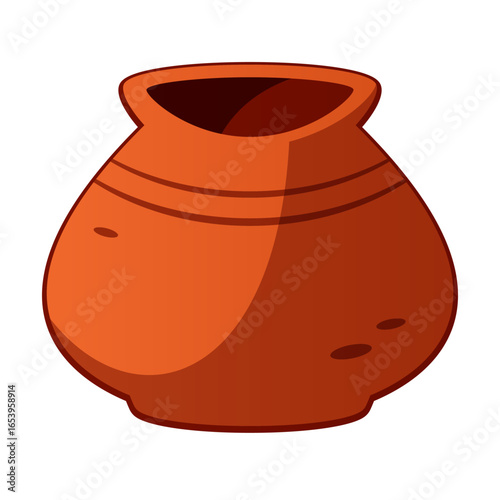 Single clay pot vector isolated illustration