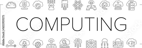 cloud computing virtualization icons set vector