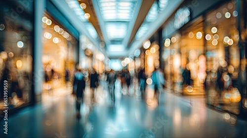 Blurred view of a busy shopping mall