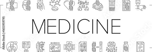 Bild auf Leinwand personalized medicine genomics icons set vector