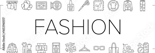 thrift driven fashion sustainable icons set vector
