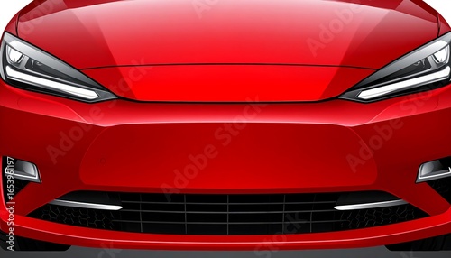 Red car front view, modern design